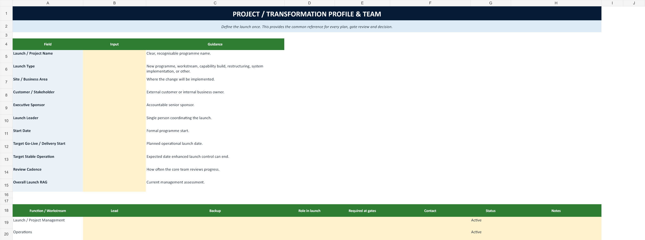 Project Launch Toolkit version 2.0 template preview