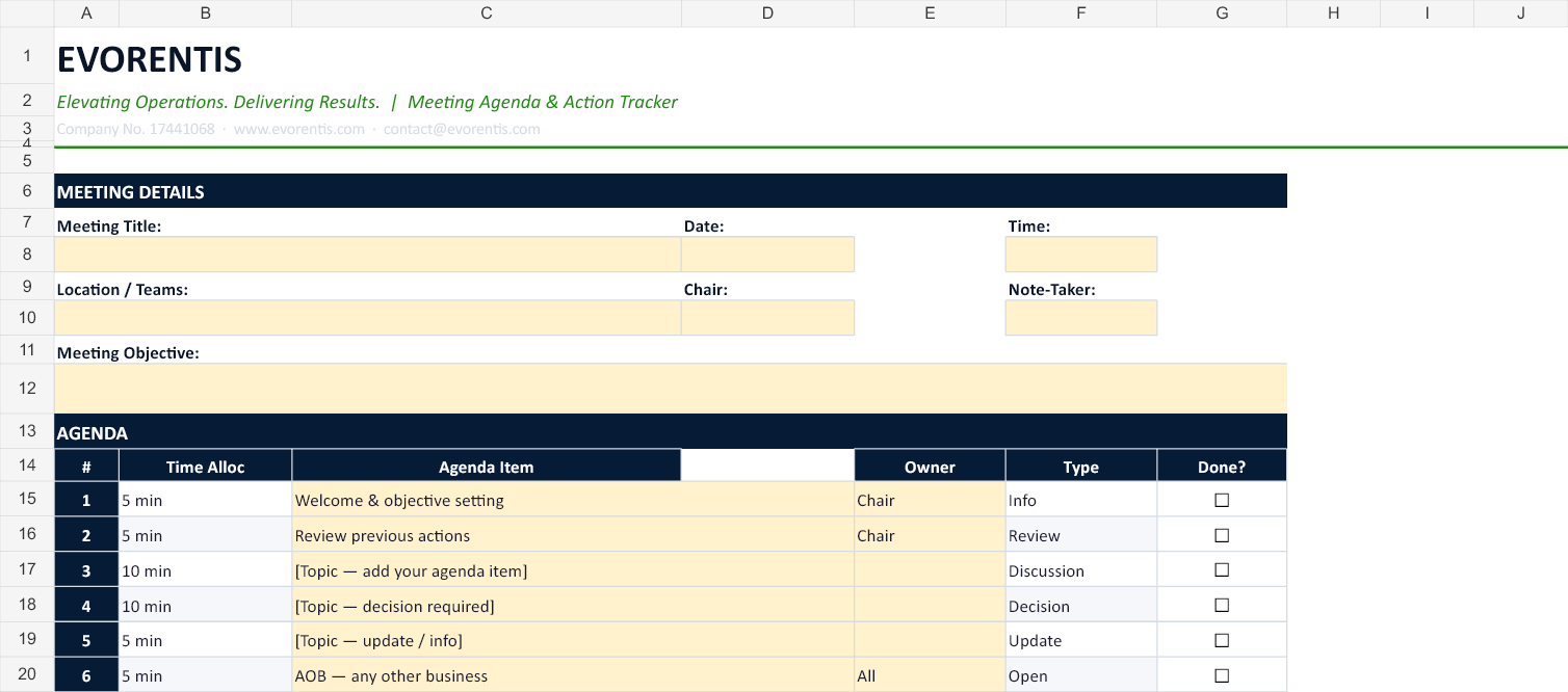 Meeting Agenda Template version 2.0 template preview