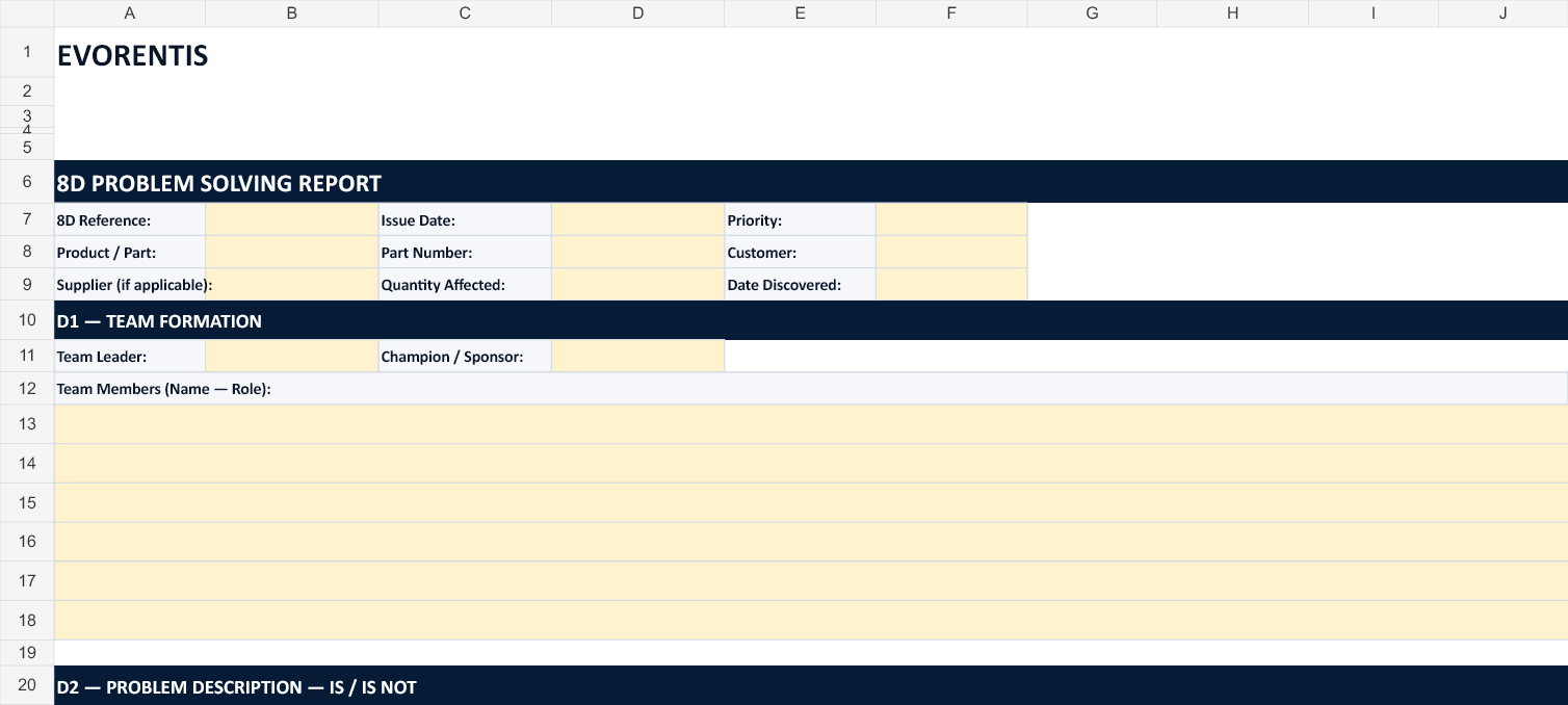 8D Problem Solving version 2.0 template preview